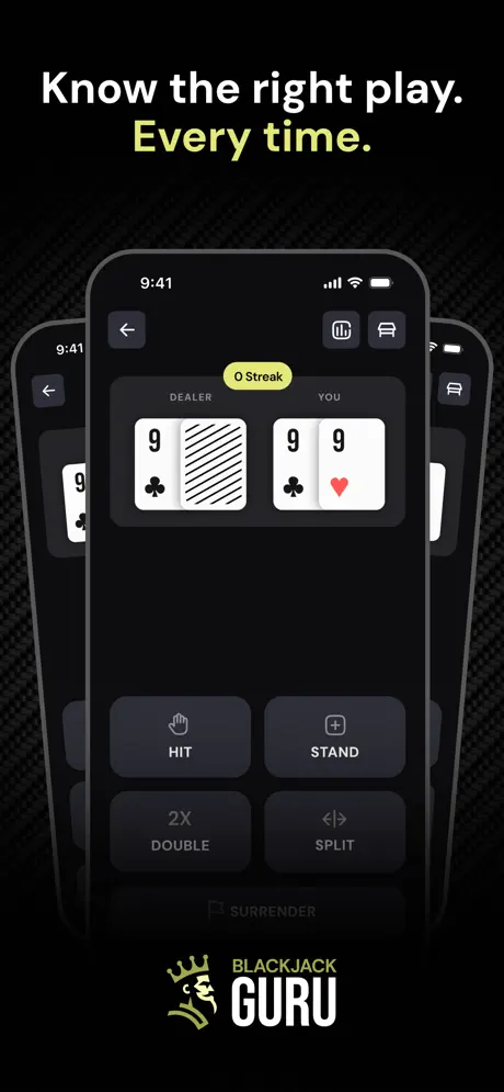 Blackjack Wiz strategy trainer screen